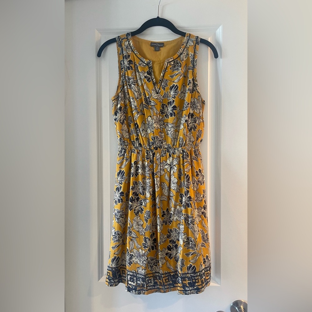 Market & Spruce Mustard Yellow Floral Sleeveless Dress